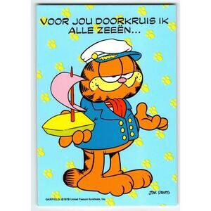 Garfield Dutch Postcard Orange Tabby Cat Dressed As Sailor Capt Jim Davis 1978